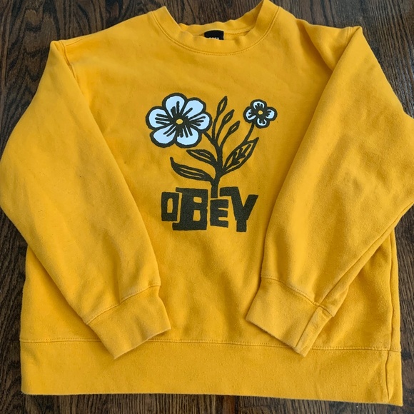 Obey Tops Yellow Obey Crewneck Sweatshirt Poshmark